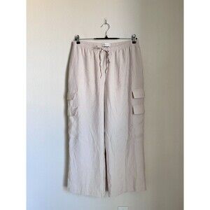 Abercrombie & Fitch Pull-On Cargo Wide Leg Pant in Eggshell Size LARGE